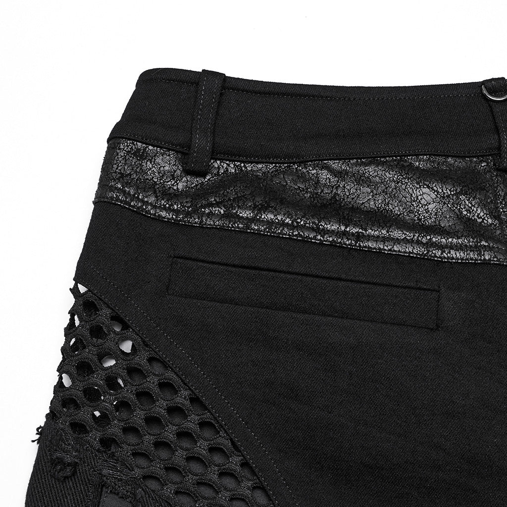 WK-710XDF Gothic Asymmetrical Punk Skirt with Sheer Overlay and Studded Details - Image 9