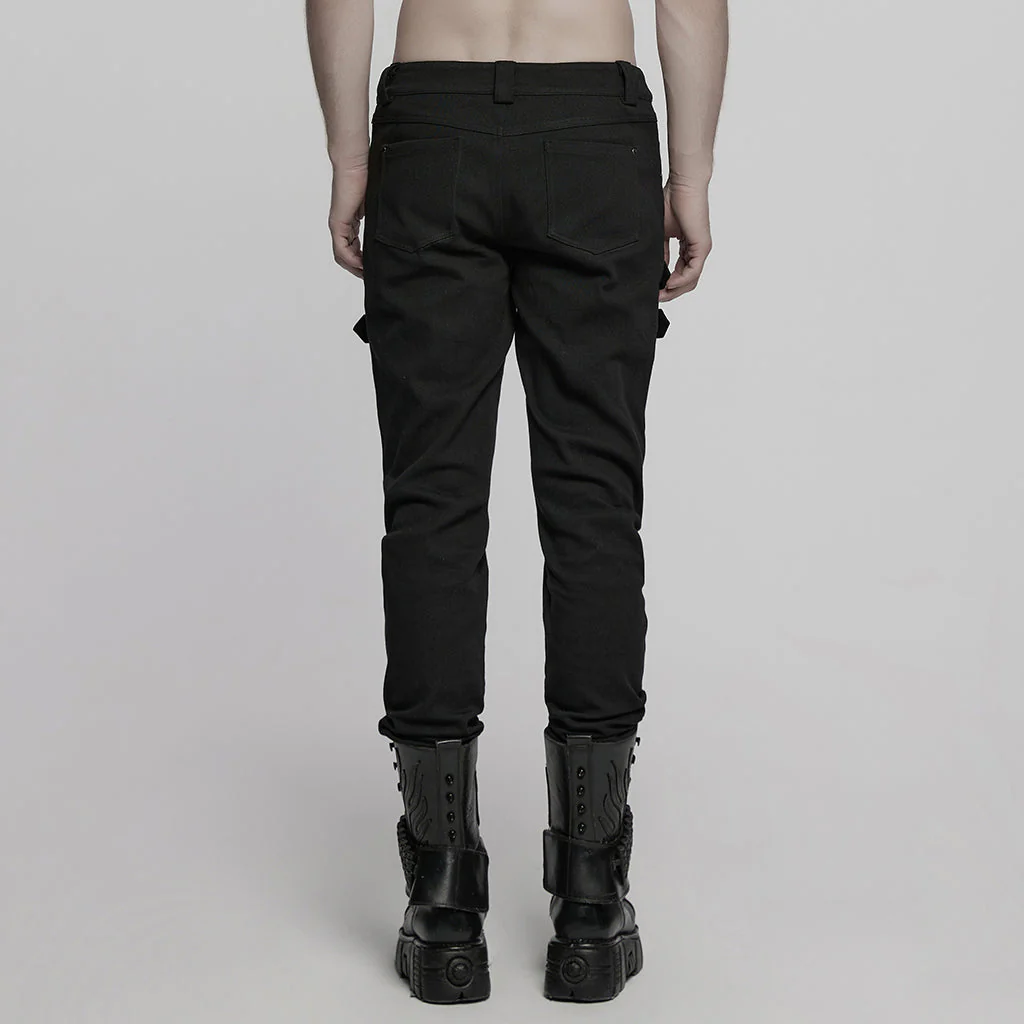 WK-715XCM Edgy Zippered Buckle Accent Punk Pants with Rivet Details - Image 14
