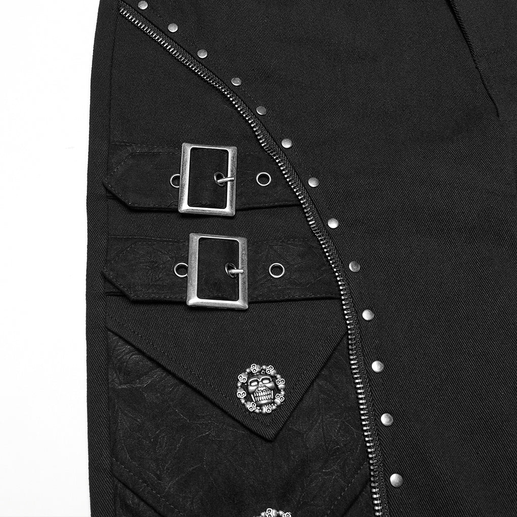 WK-715XCM Edgy Zippered Buckle Accent Punk Pants with Rivet Details - Image 28