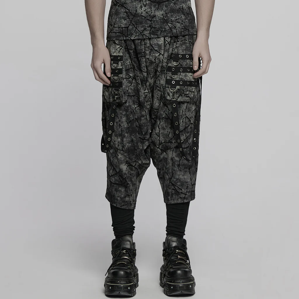 WK-716DQM Gothic Street Style Black Punk Pants with Chain Details - Image 13