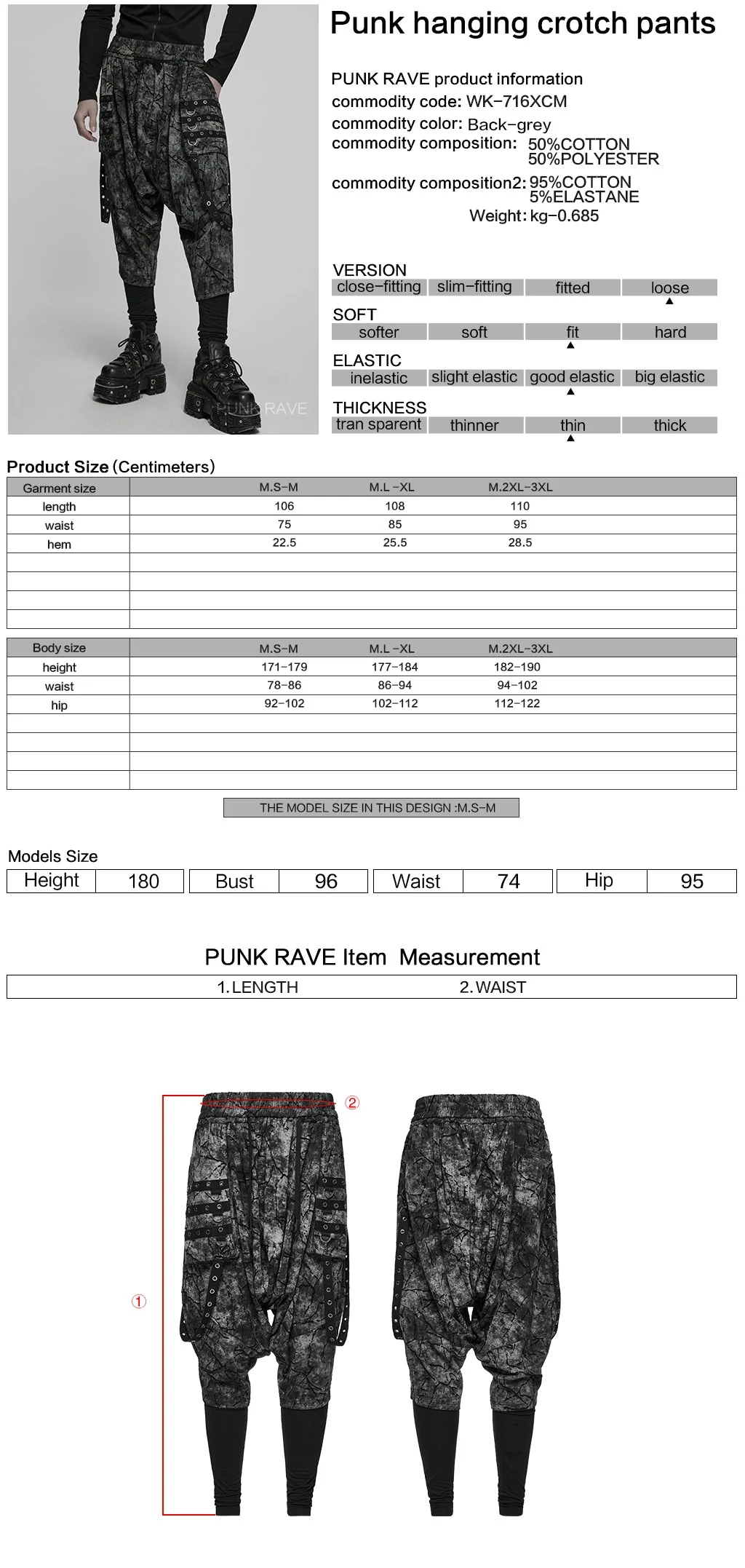 WK-716DQM Gothic Street Style Black Punk Pants with Chain Details - Image 31