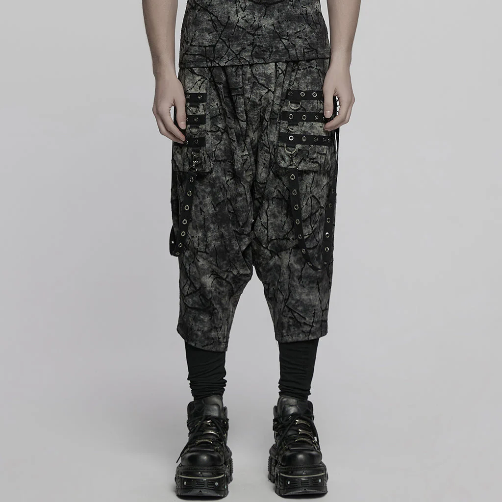 WK-716DQM Gothic Street Style Black Punk Pants with Chain Details - Image 33