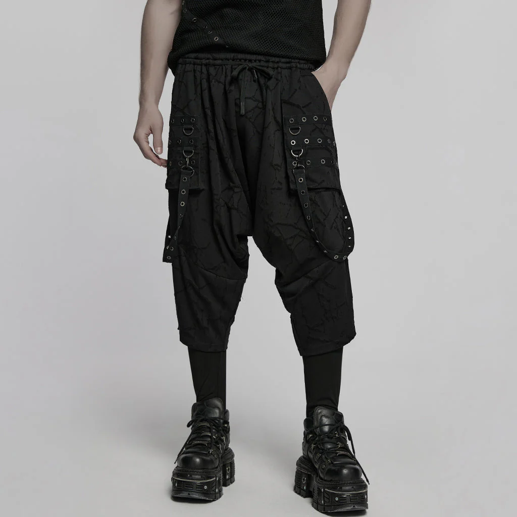 WK-716DQM Gothic Street Style Black Punk Pants with Chain Details - Image 39