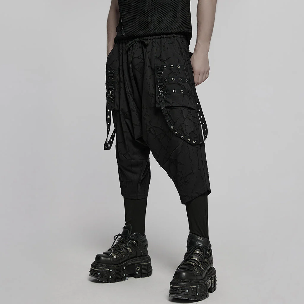 WK-716DQM Gothic Street Style Black Punk Pants with Chain Details - Image 41