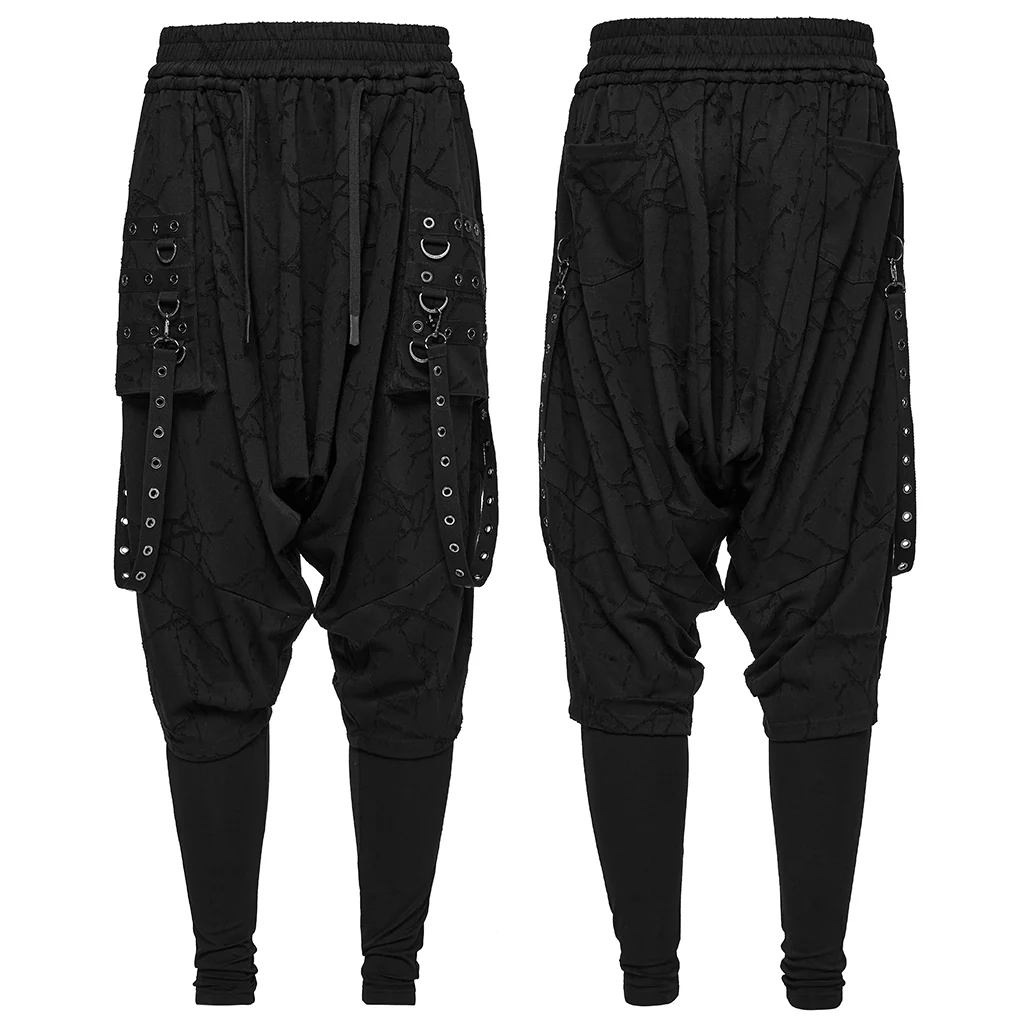 WK-716DQM Gothic Street Style Black Punk Pants with Chain Details - Image 6