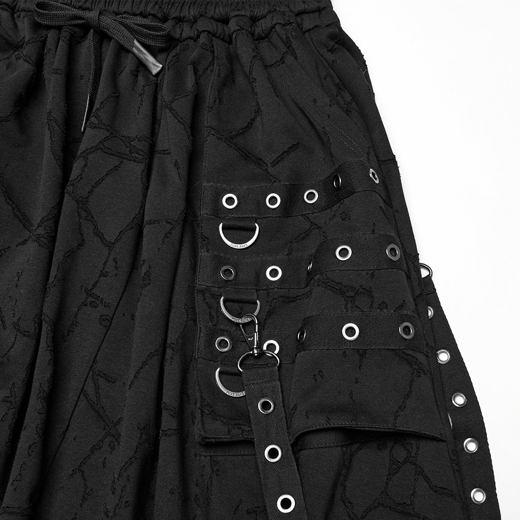 WK-716DQM Gothic Street Style Black Punk Pants with Chain Details - Image 8