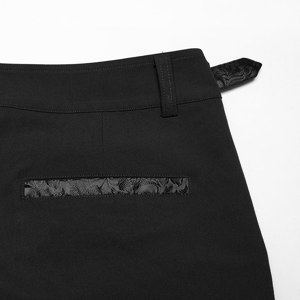 WK-717XCM Edgy Black Gothic Punk Pants with Lace Panel Details - Image 9