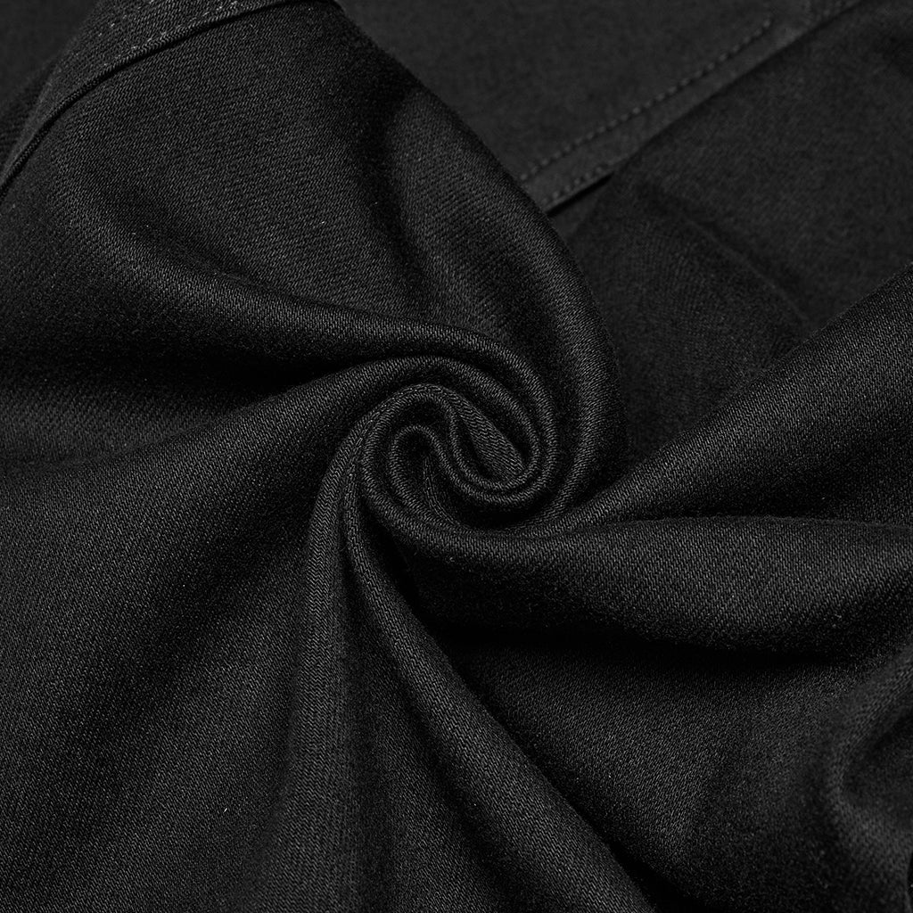 WK-718NCM Gothic Mesh Panel Black Punk Pants with Unique Stitching - Image 26