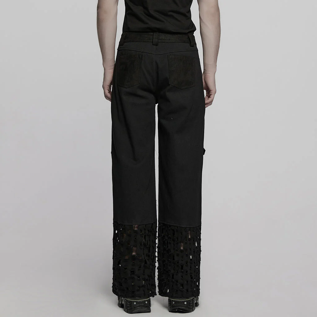 WK-721XCM Mens Grommet Buckle Strap Punk Pants Gothic Style Fashion - Image 14