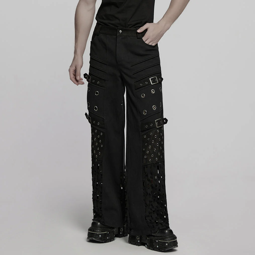 WK-721XCM Mens Grommet Buckle Strap Punk Pants Gothic Style Fashion - Image 21