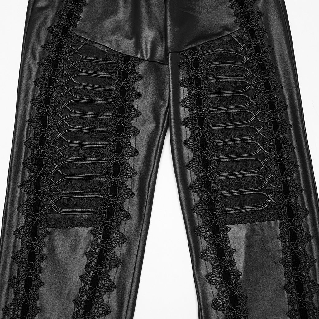 WK-722DDF Gothic Pants Black Lace Cutout High Waist Leggings - Image 17