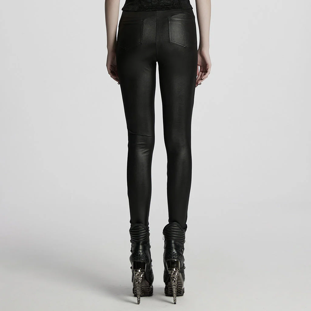 WK-722DDF Gothic Pants Black Lace Cutout High Waist Leggings - Image 23