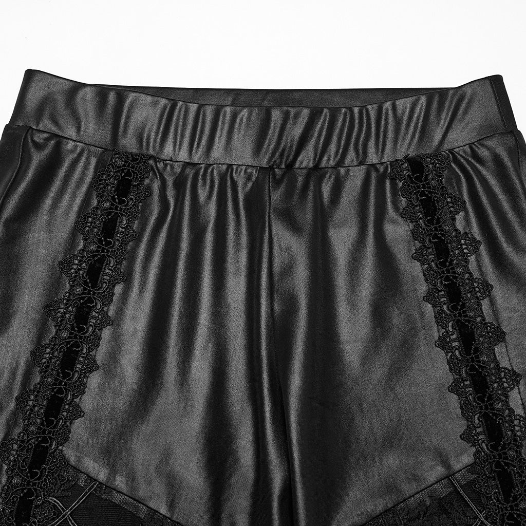 WK-722DDF Gothic Pants Black Lace Cutout High Waist Leggings - Image 7