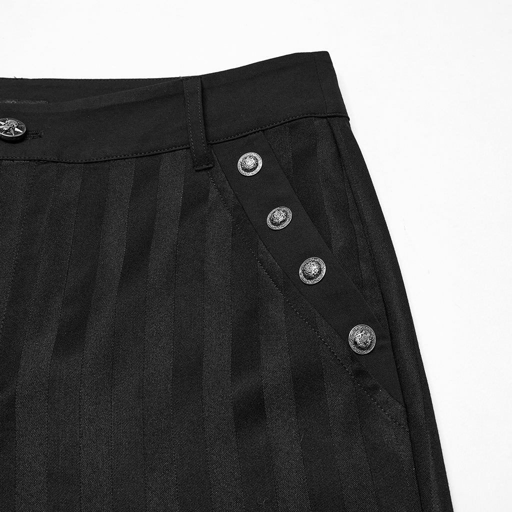 WK-723XCM Mens Gothic Striped Slim-Fit Steampunk Trousers - Image 37