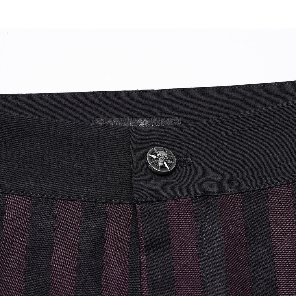 WK-723XCM Mens Gothic Striped Slim-Fit Steampunk Trousers - Image 73
