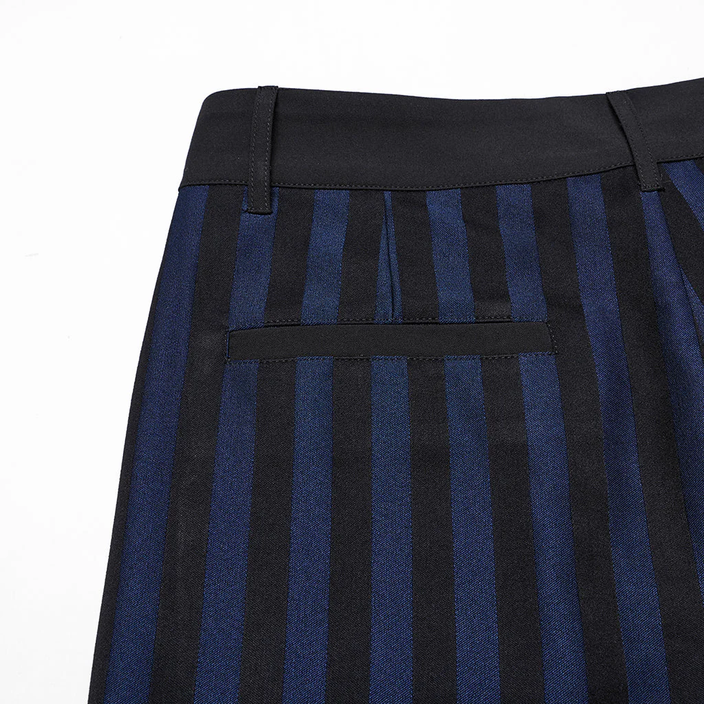 WK-723XCM Mens Gothic Striped Slim-Fit Steampunk Trousers - Image 76