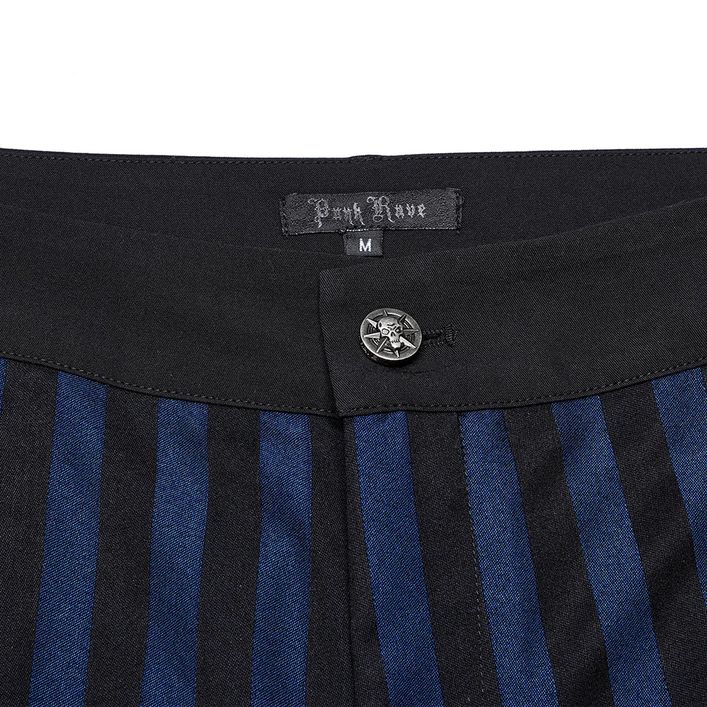 WK-723XCM Mens Gothic Striped Slim-Fit Steampunk Trousers - Image 82