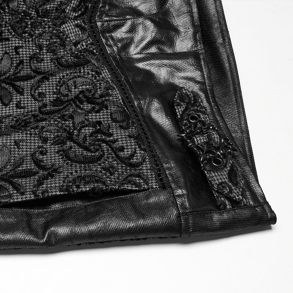 WK-725XCM Gothic Pants Black Lace Velvet Brocade High Waist Trousers - Image 9