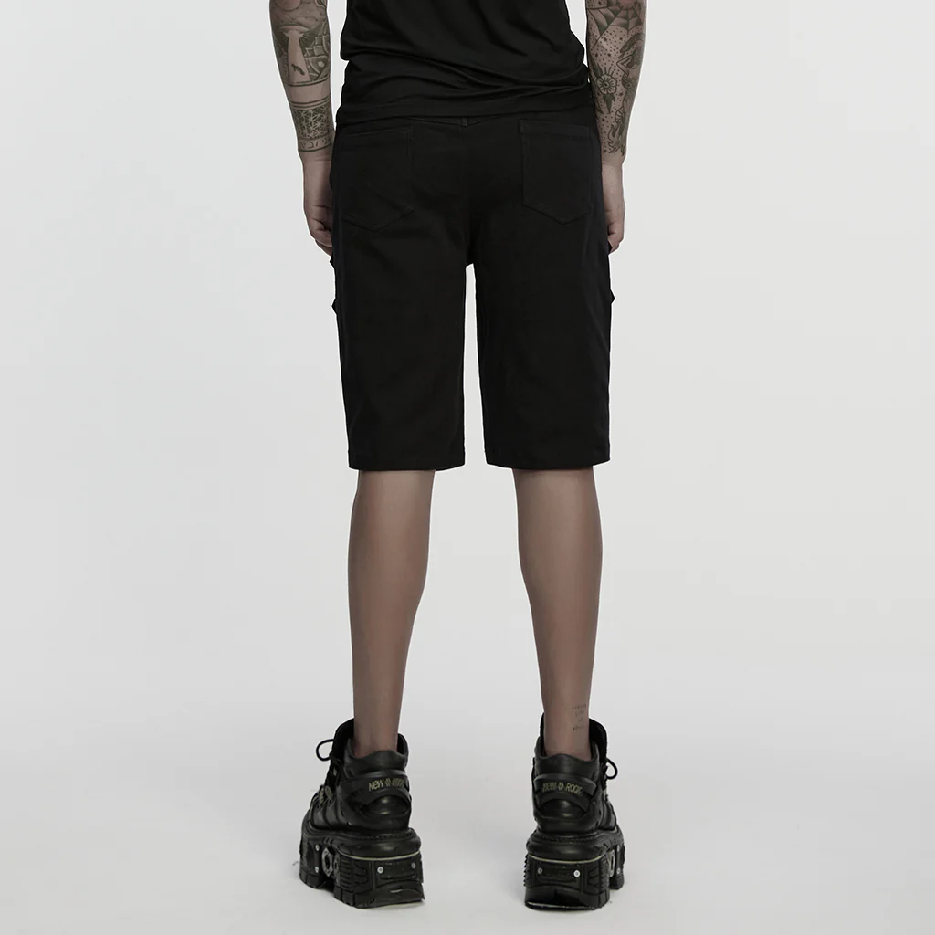 WK-735XDM Mens Gothic Buckle Studded Cargo Punk Pants Shorts - Image 5
