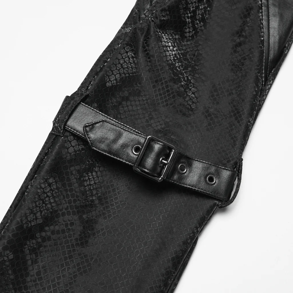 WK-738PCF Edgy Faux Leather Buckled Punk Pants with Stud Accents - Image 10