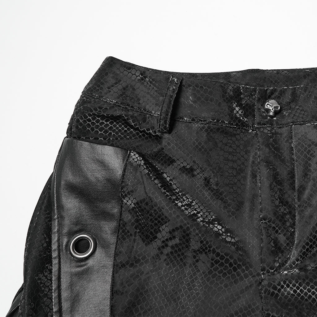 WK-738PCF Edgy Faux Leather Buckled Punk Pants with Stud Accents - Image 7