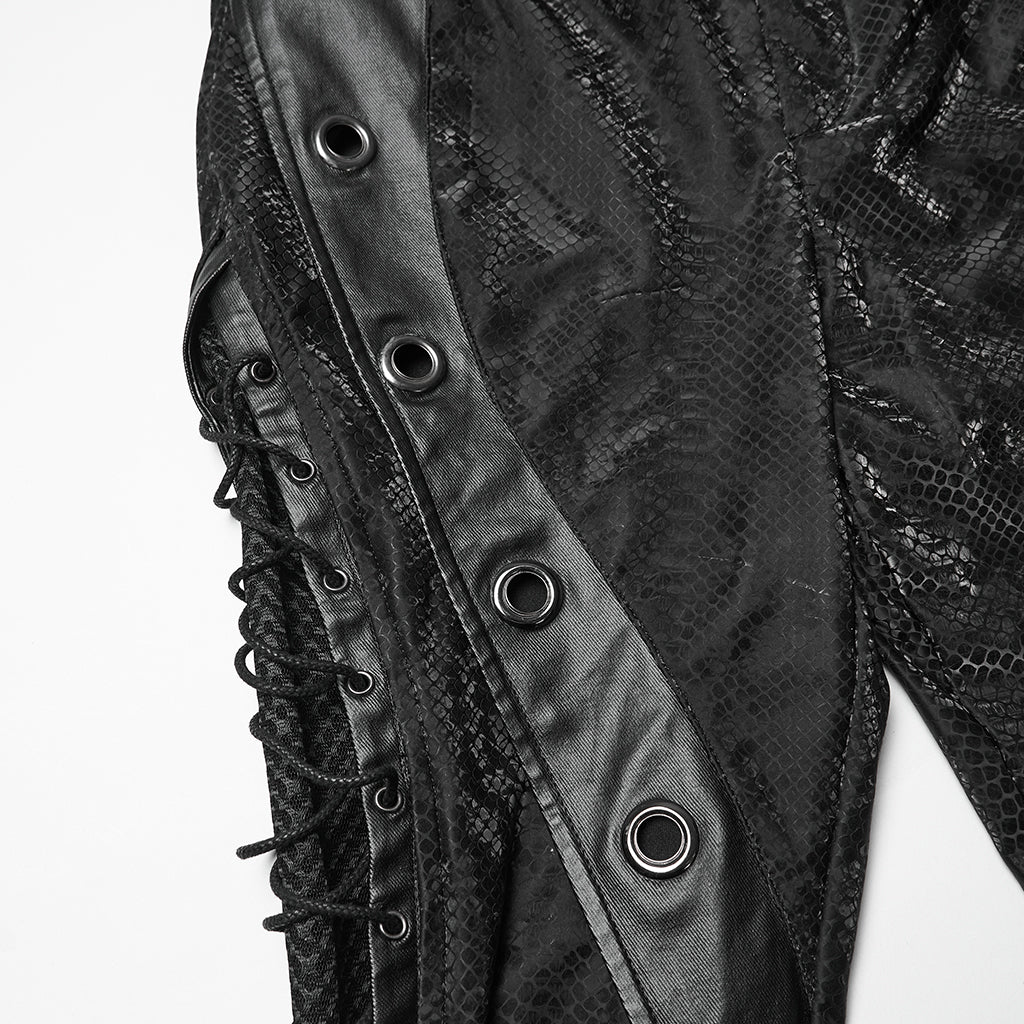WK-738PCF Edgy Faux Leather Buckled Punk Pants with Stud Accents - Image 8