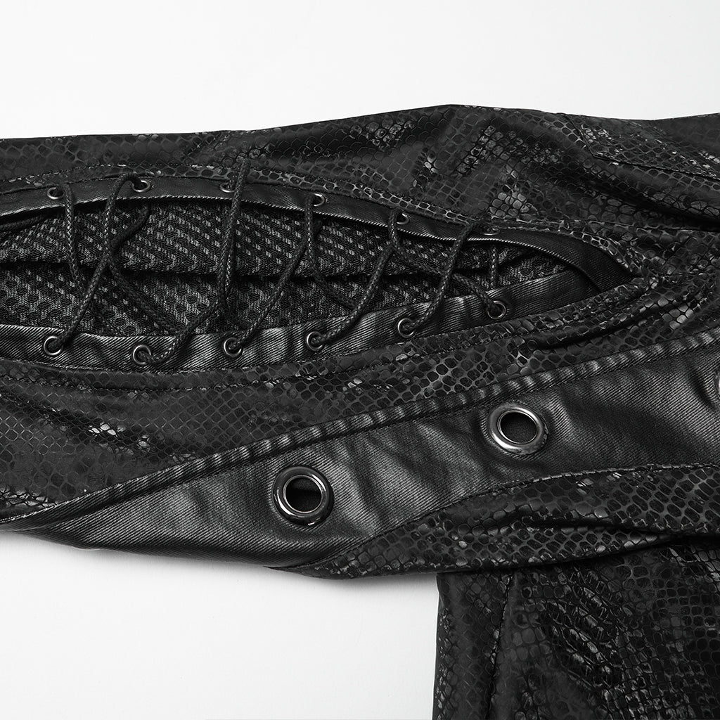 WK-738PCF Edgy Faux Leather Buckled Punk Pants with Stud Accents - Image 9