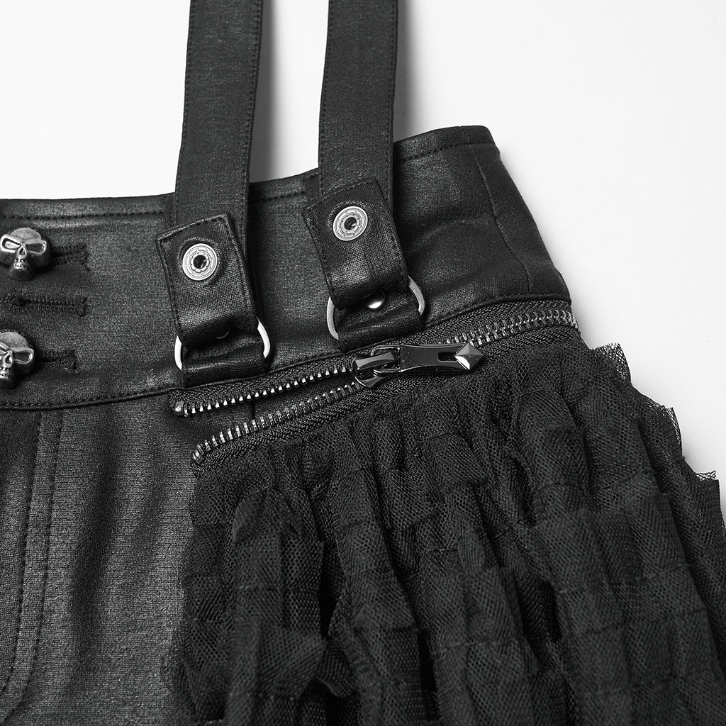 WK-741PDF Gothic Layered Tulle Punk Skirt with Fishnet Detail - Image 10