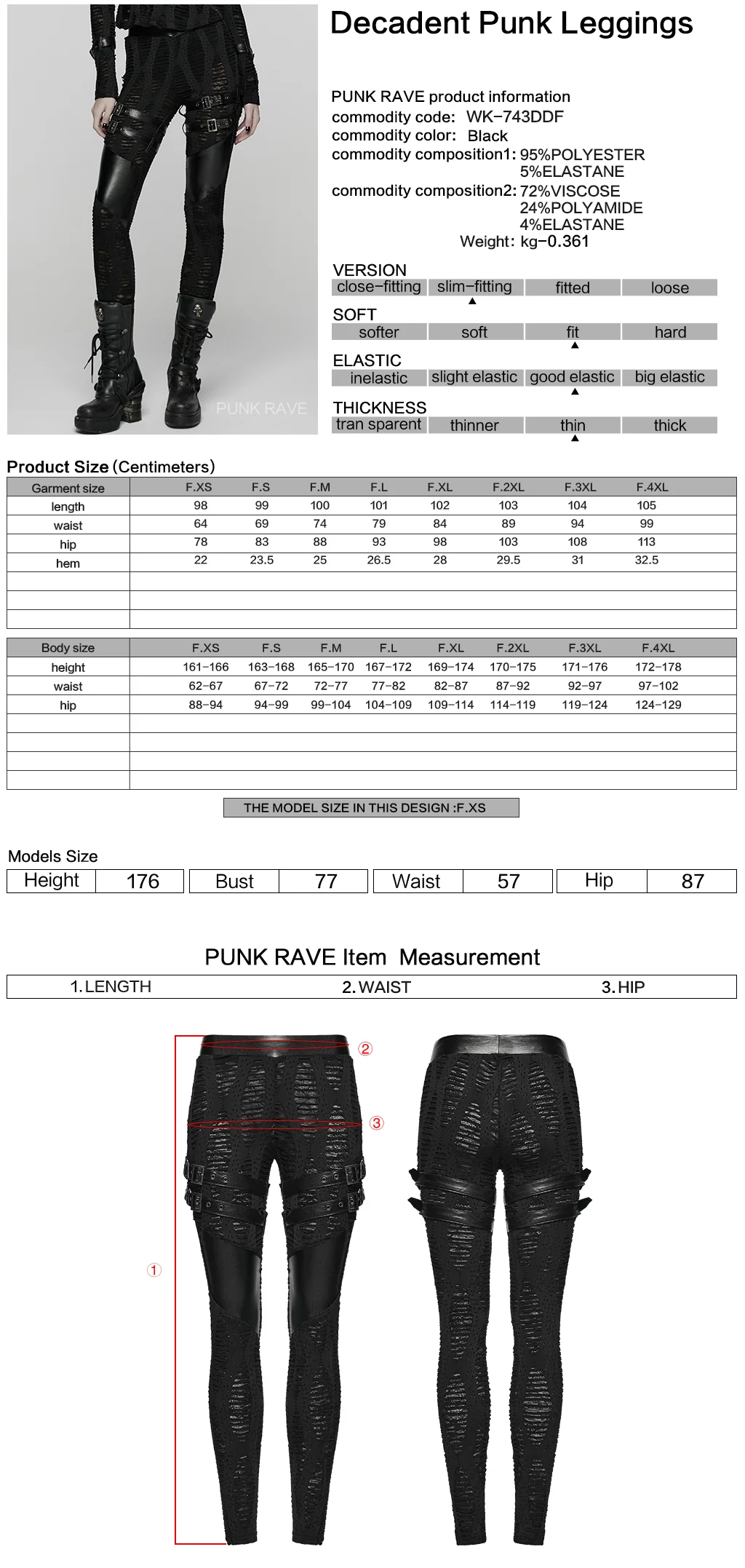 WK-743DDF Edgy Punk Pants with Buckles and Leather Accents - Image 2