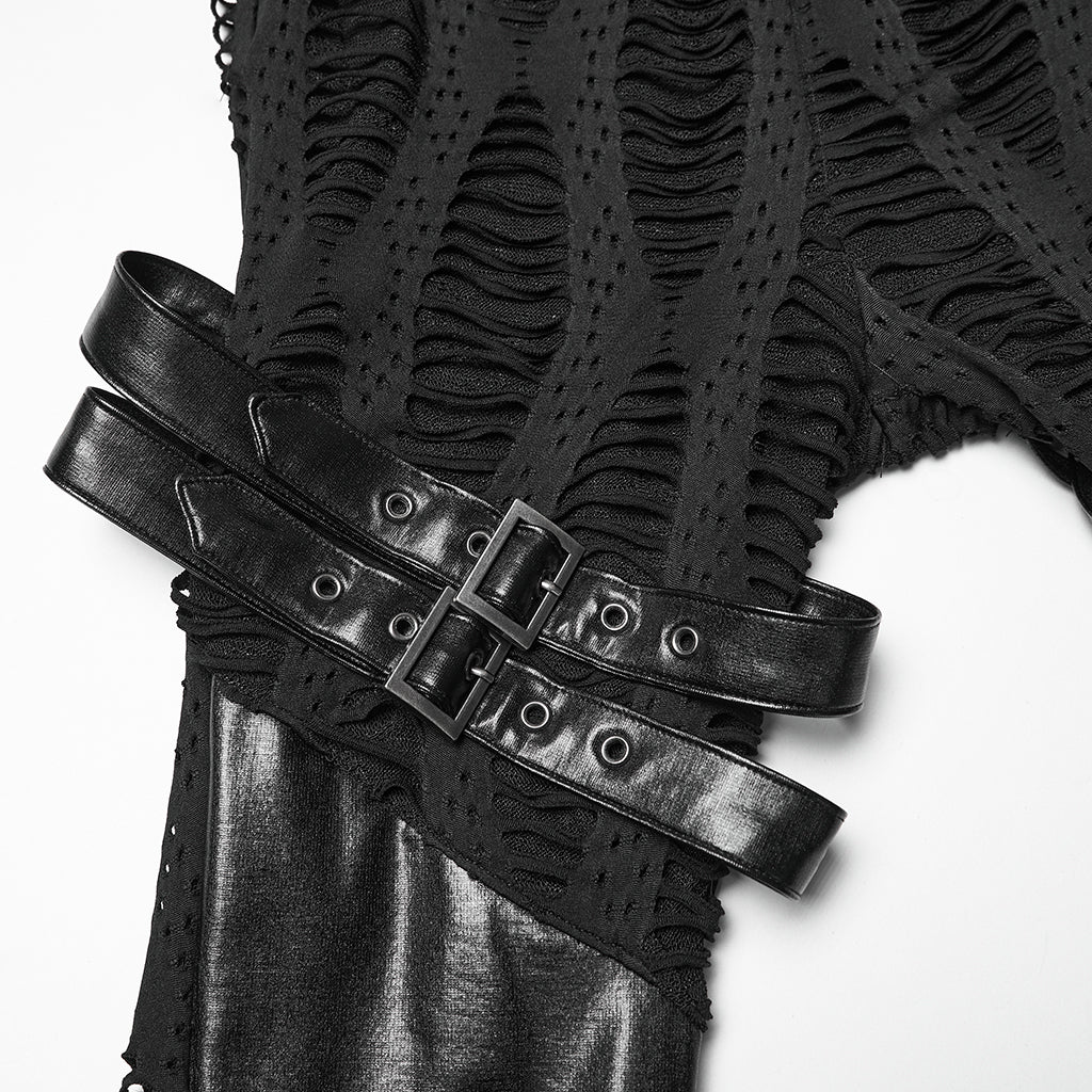 WK-743DDF Edgy Punk Pants with Buckles and Leather Accents - Image 9