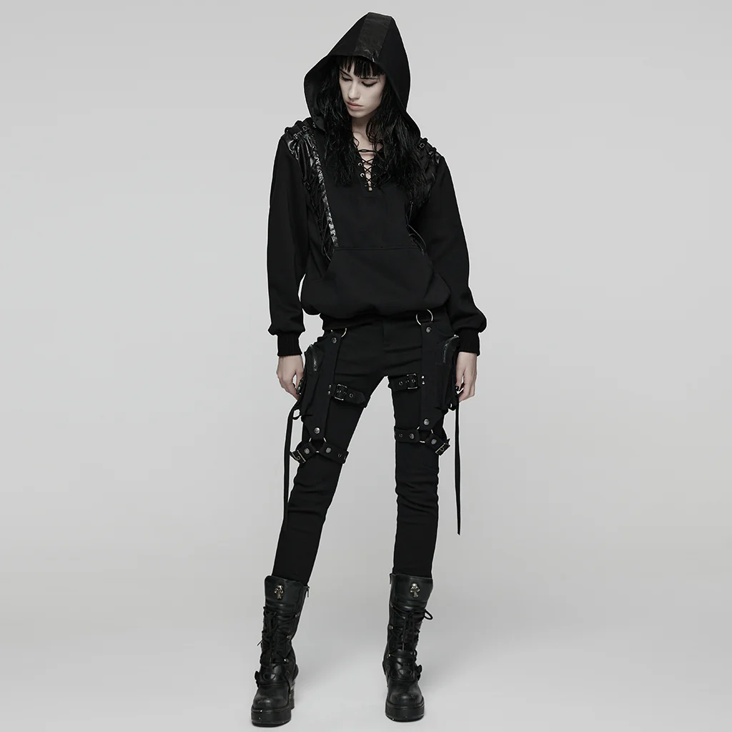 WK-747XCF Gothic Punk Pants with Straps Buckles and Pockets for Men - Image 5
