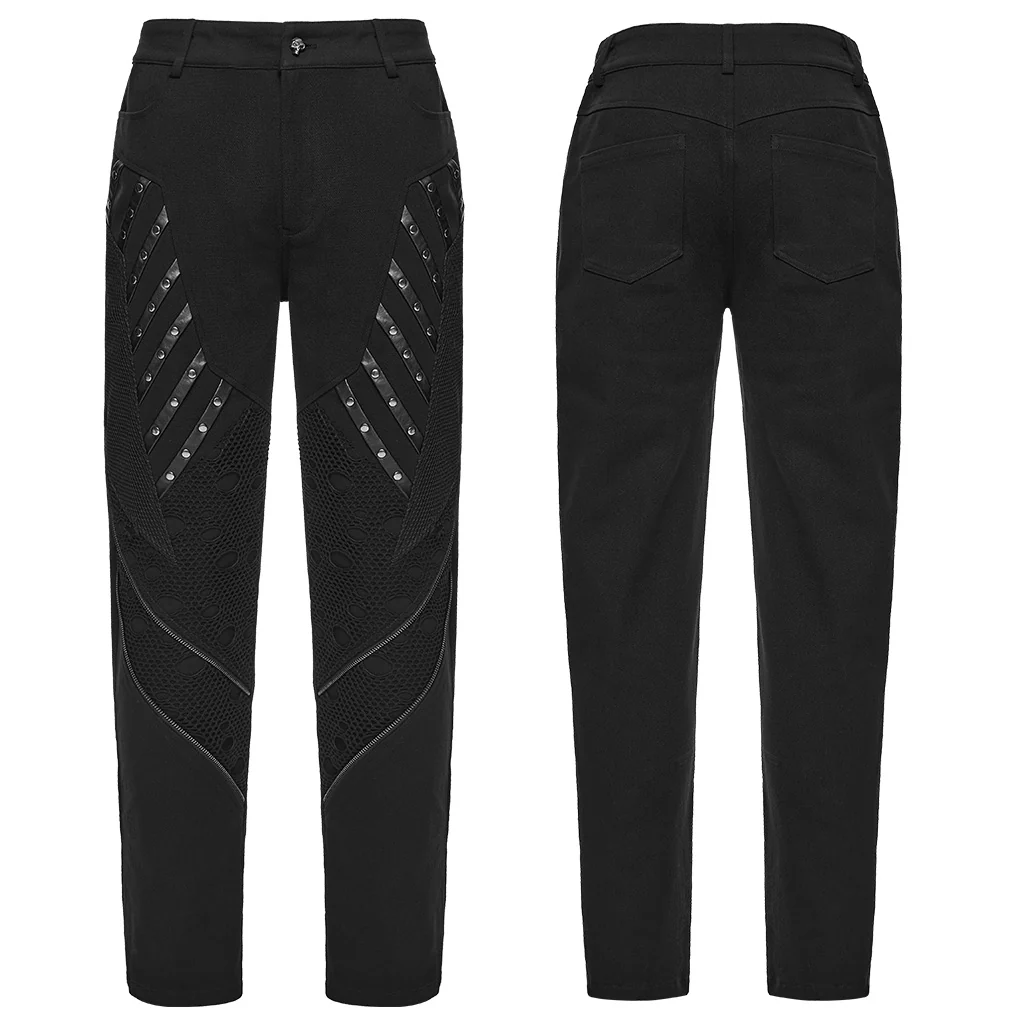 WK-752XCM Mens Riveted Mesh Accent Punk Pants - Image 6