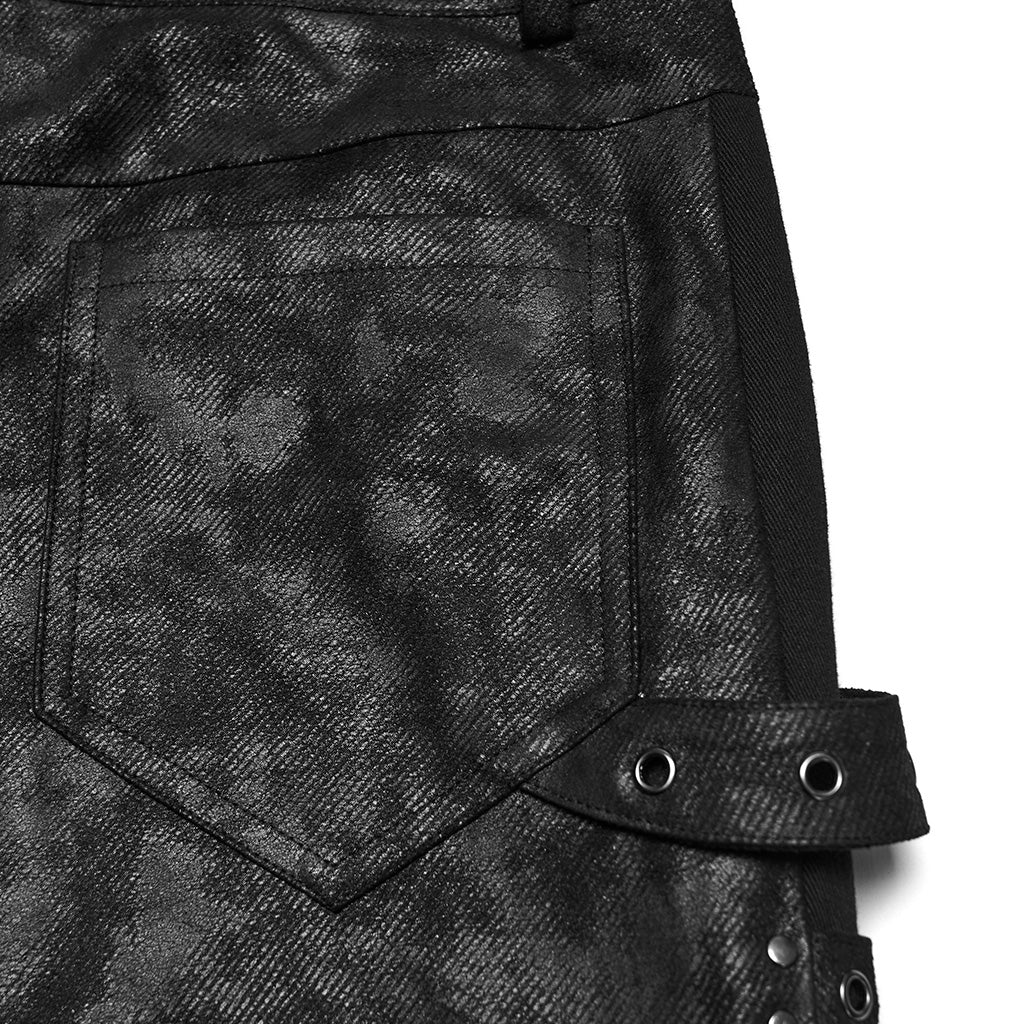 WK-755XCM Edgy Buckled Punk Pants with Distressed Gothic Aesthetic - Image 10