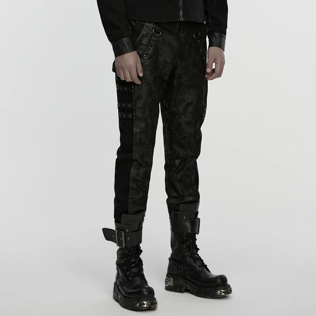 WK-755XCM Edgy Buckled Punk Pants with Distressed Gothic Aesthetic - Image 3