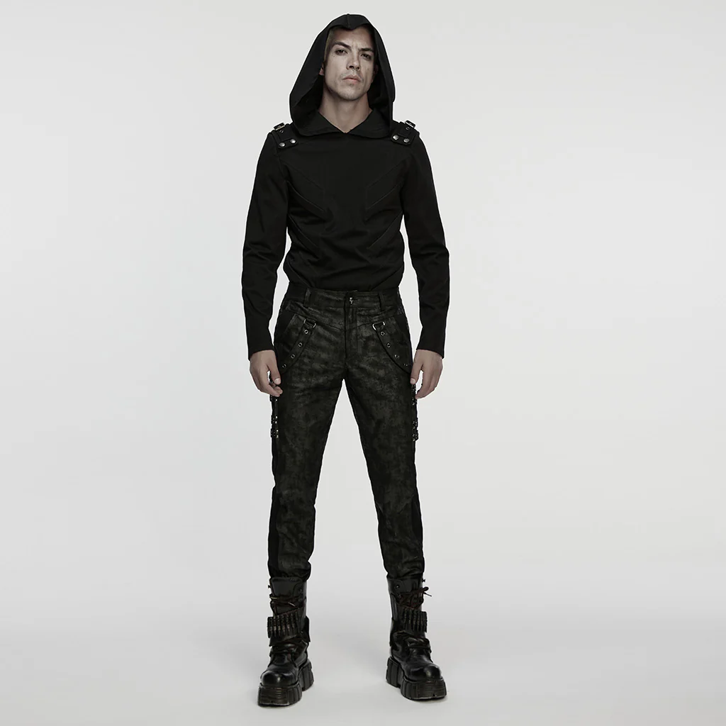 WK-755XCM Edgy Buckled Punk Pants with Distressed Gothic Aesthetic - Image 5
