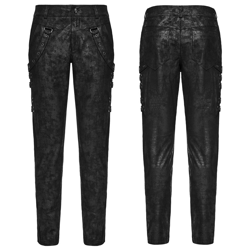 WK-755XCM Edgy Buckled Punk Pants with Distressed Gothic Aesthetic - Image 6