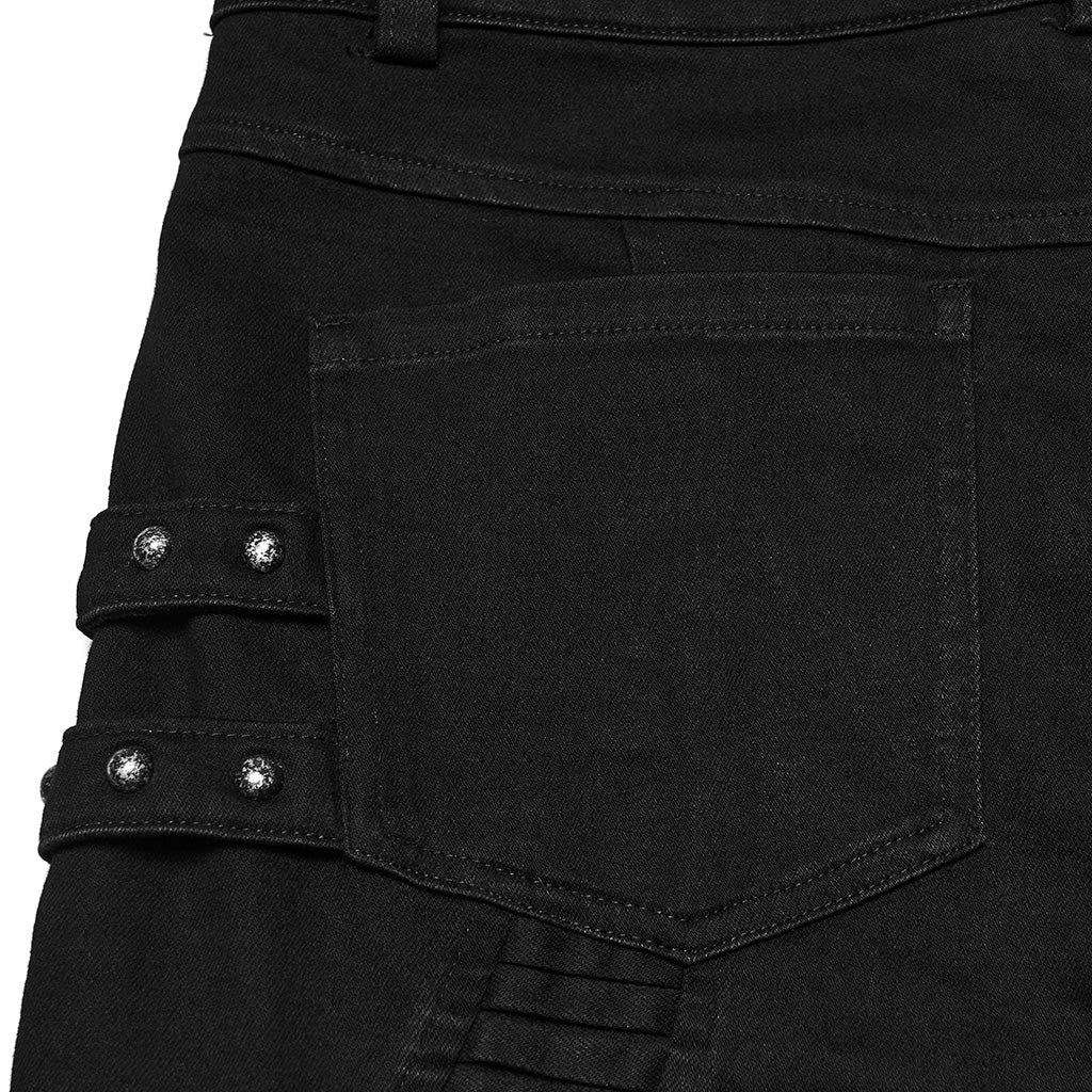 WK-756XCM Urban Edge Black Tactical Punk Pants with Quilted Panels - Image 10