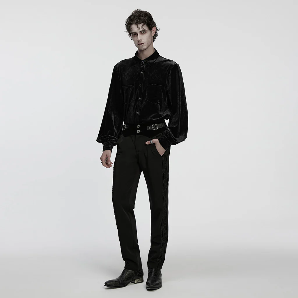 WK-757XCM Gothic Pants Embellished Black Slim Fit - Image 5