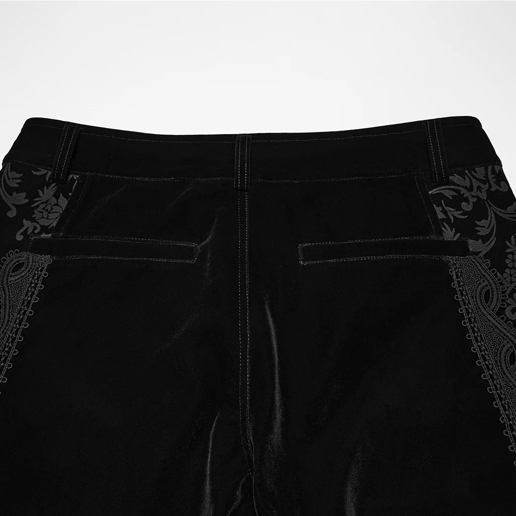 WK-758XCM Mens Velvet Embroidered Gothic Pants with Baroque Detail - Image 10