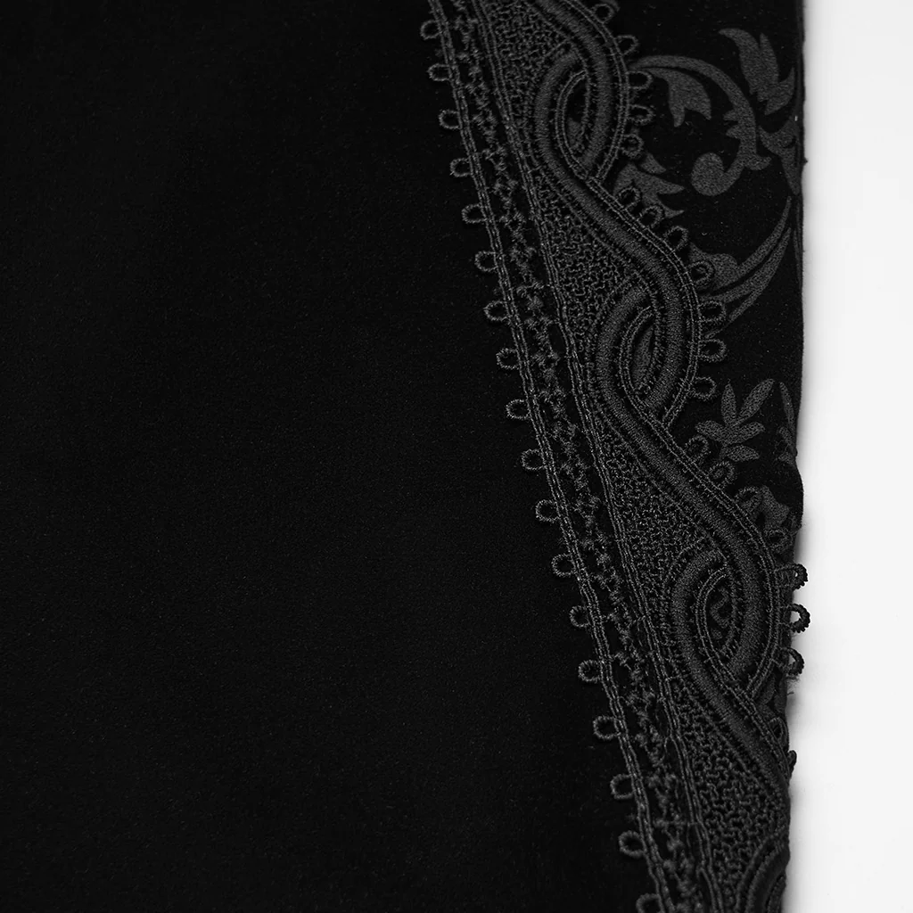 WK-758XCM Mens Velvet Embroidered Gothic Pants with Baroque Detail - Image 8