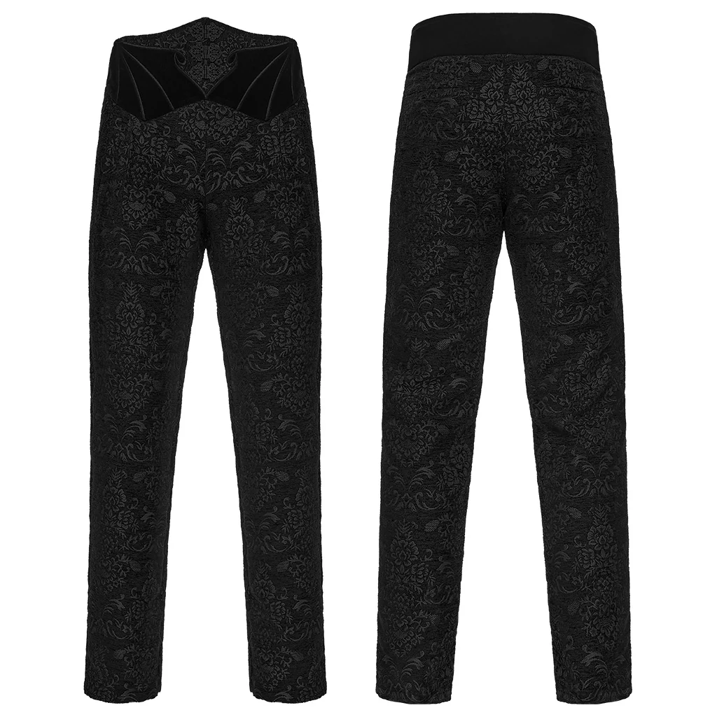 WK-759XCM Gothic Pants Vintage Floral Patterned Brocade Slim Fit Statement - Image 16
