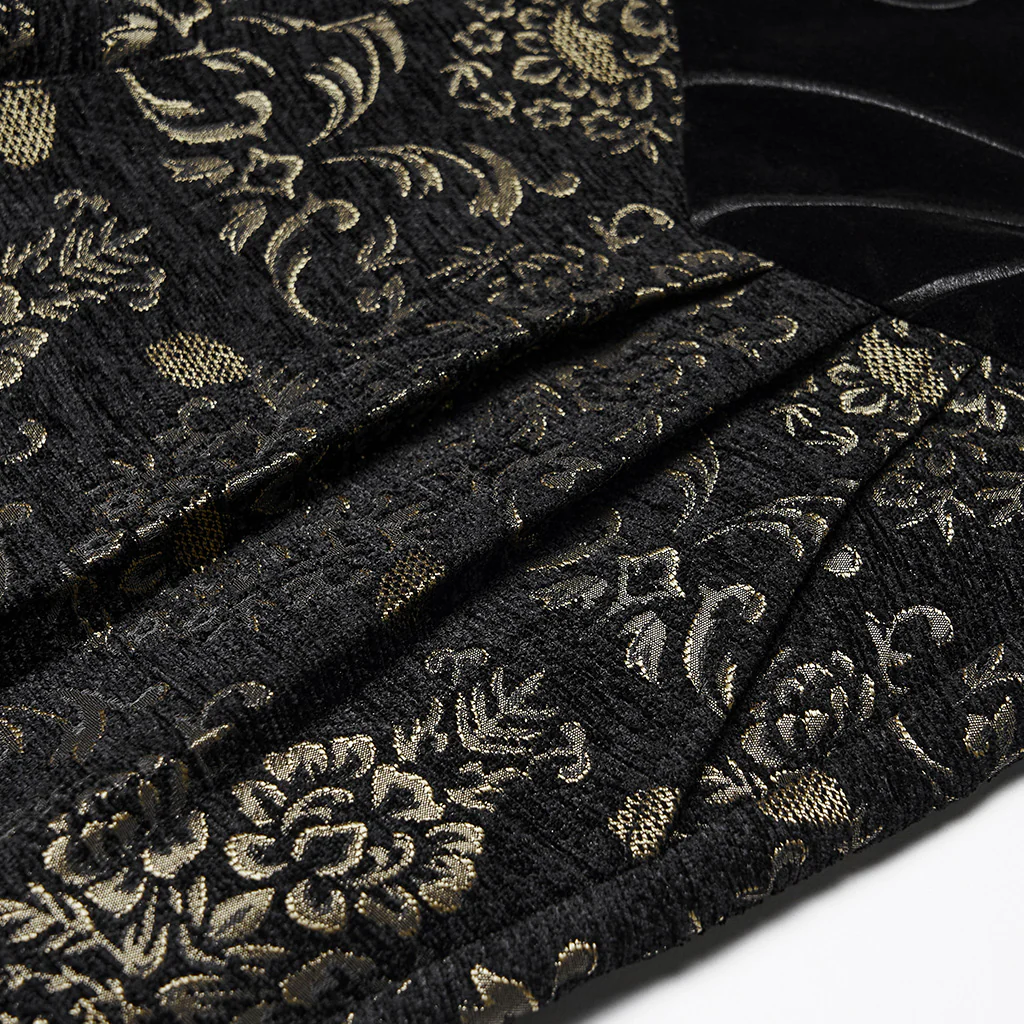 WK-759XCM Gothic Pants Vintage Floral Patterned Brocade Slim Fit Statement - Image 8