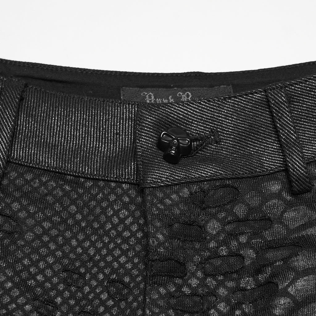 WK-762XDF Gothic Mesh Punk Pants High Waist Fishnet Style Shorts - Image 7