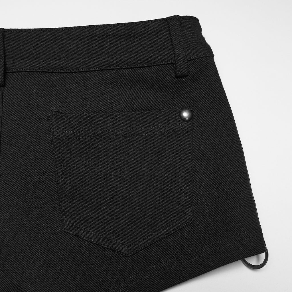 WK-763XDF Punk Pants Edgy Studded Black Mesh Harness Shorts - Image 9