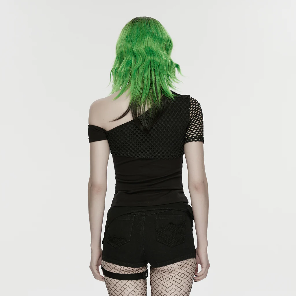 WK-767NDF Gothic Punk Pants Distressed Belted Shorts with Chains - Image 4