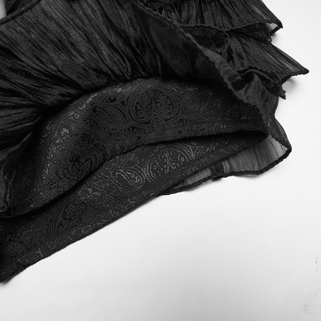 WK-768XDF Gothic Skirt Layered Black Lace Ruffle Detailed Design - Image 9
