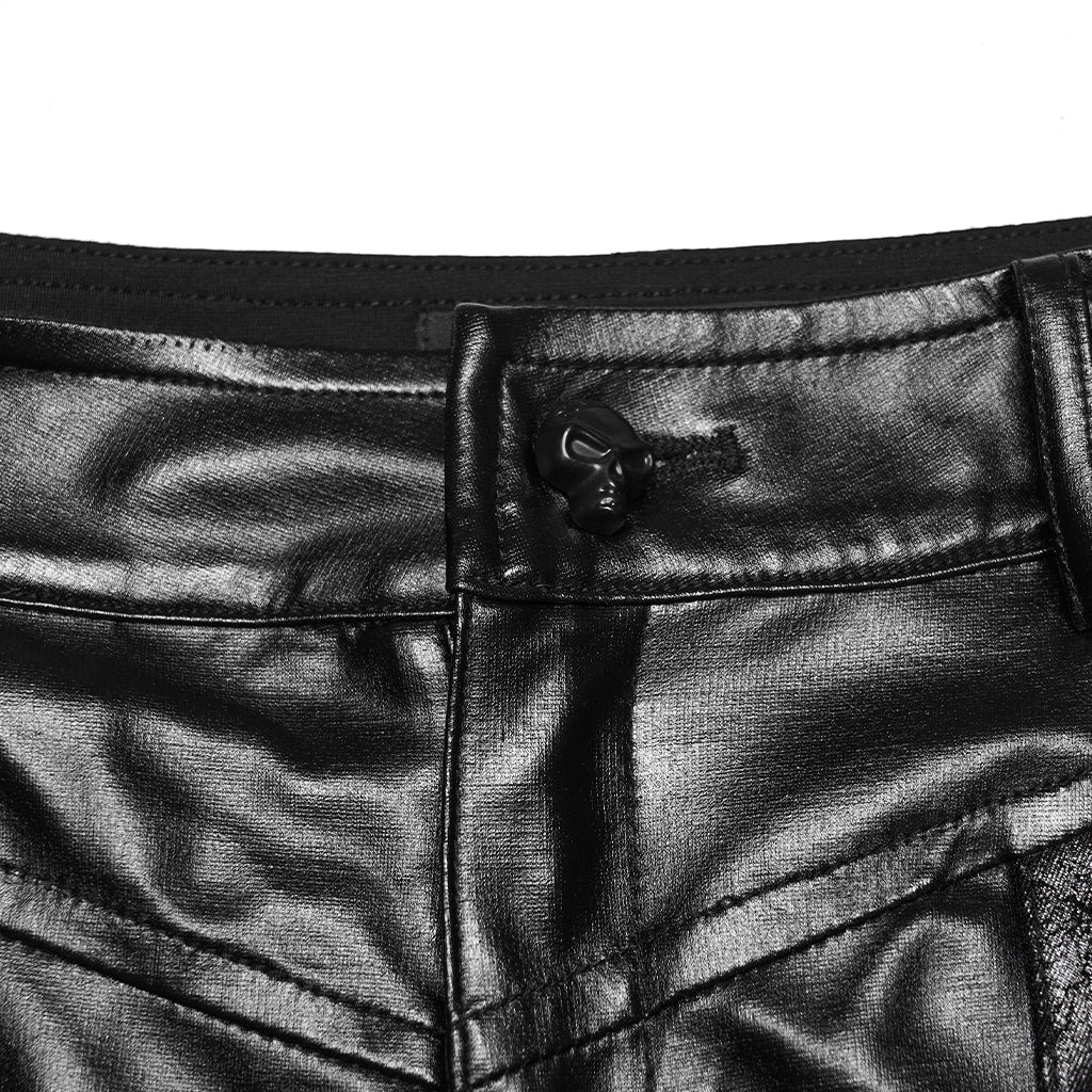 WK-789XCF Edgy Black Lace-Up Punk Pants with Red Accents - Image 19