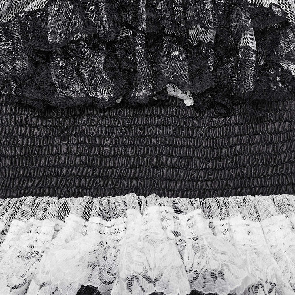 WLQ-107LQF Gothic Lace Ruffled Maxi Dress with Mesh Sleeves - Image 18