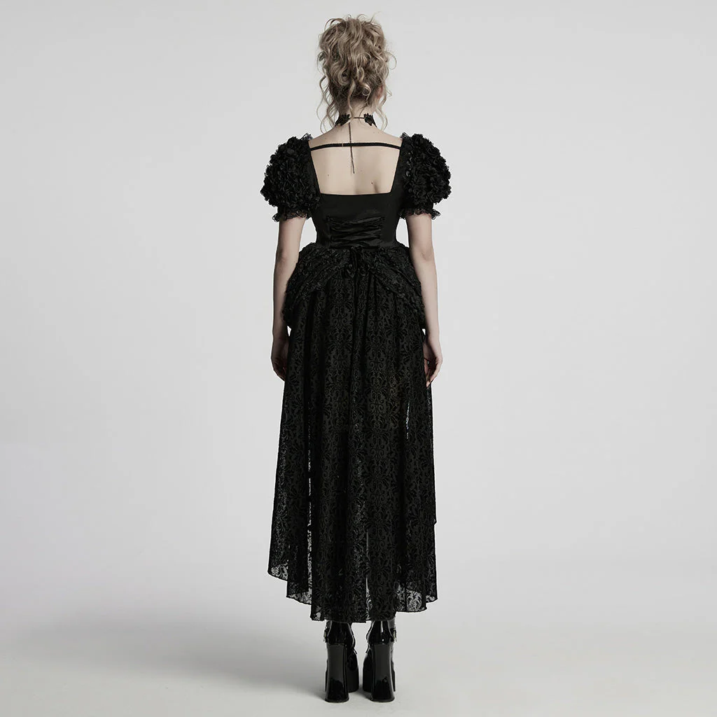 WLQ-109LQF Gothic Dress Victorian Steampunk Lace-Up High-Low Hem - Image 24