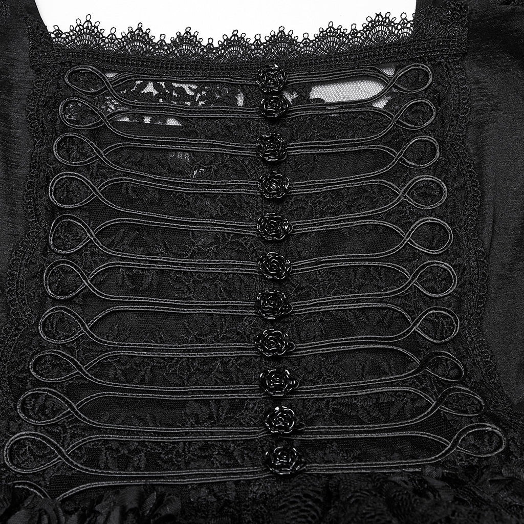 WLQ-109LQF Gothic Dress Victorian Steampunk Lace-Up High-Low Hem - Image 28